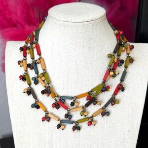 Artisan Multicolor Wood Beaded Necklace